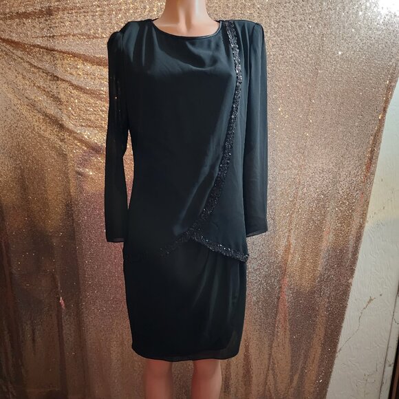 Black Dress with sequins. Formal: Wedding, Etc. - Picture 1 of 4